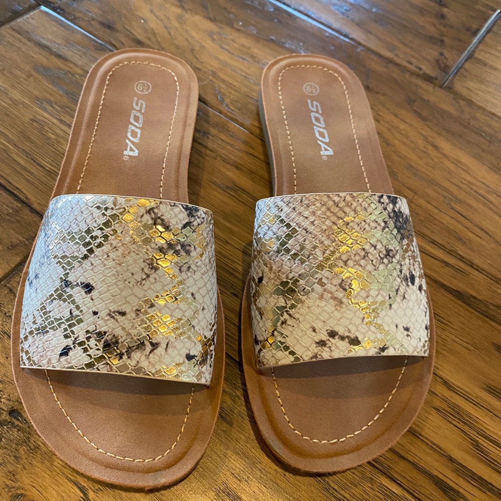 Soda snakeskin sandals